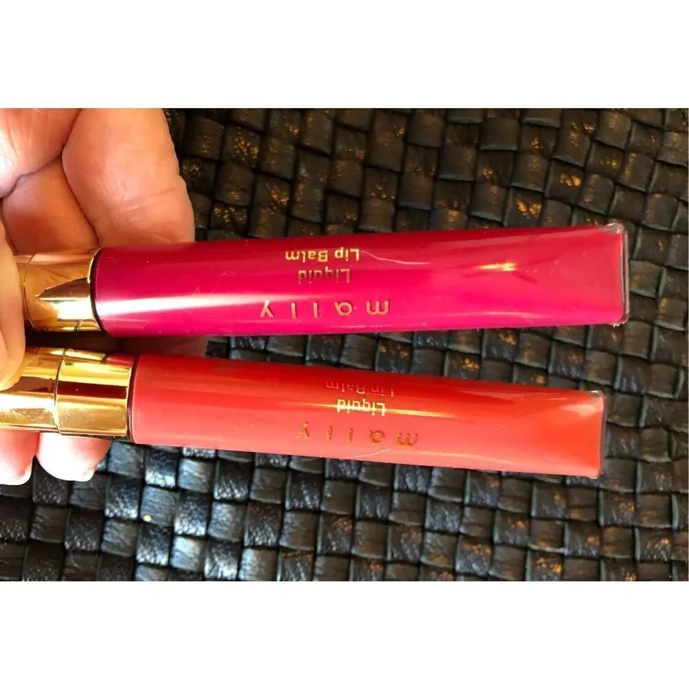 MALLY - NWT High Shine Liquid Lip Balm Duo in Peach & Hot Pink/2 Full-Size Tubes